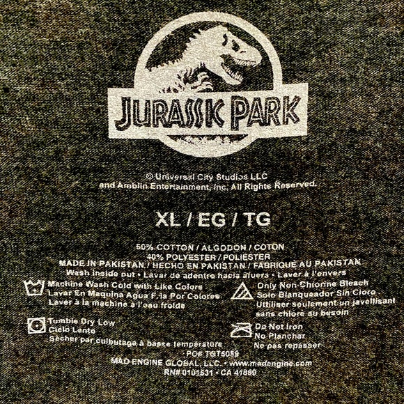 Jurassic Park Movie Graphic T-Shirt - Size Extra Large XL - NWT - Picture 3 of 3